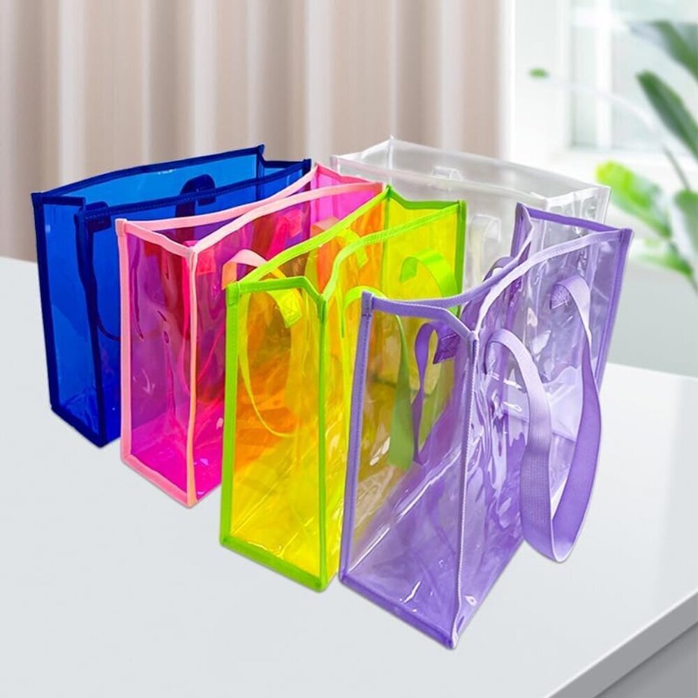 Holographic Solid Pattern Tote Bag Pvc Clear Spac… - image 3